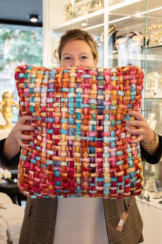 ****Kussen Gebreeën Acryl Meerkleurig (58660)