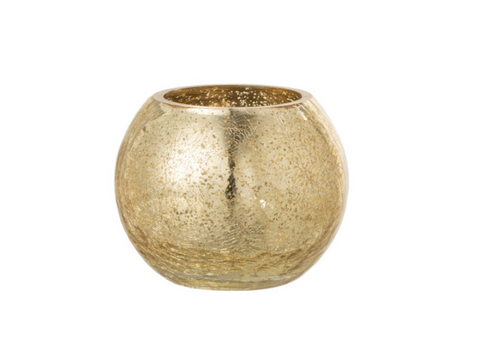 Windlicht Bol Craquele Glas Parel Effect Goud Small