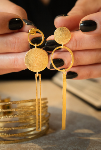 *Oorbel - 18 Kt vergulde zilveren ONNO oorsteker | OS0469PL