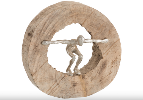 Figuur Springen Hout/Aluminium Naturel/Zilver (85142)