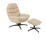 Relax Zetel + Voetbank Metaal/Multiplex Grijs/Zwart