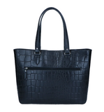 Boekentas - Ruime 15 inch Schoudertas model Laptoptas In Vintage Croco Zwart