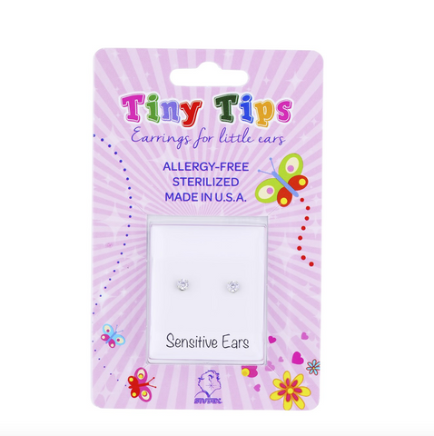 Tiny Tips stalen oorbellen zirkonia 3mm