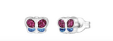 Tiny Tips stalen oorbellen vlinder rozen en blauwe glitter