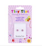 Tiny Tips stalen oorbellen bol roze kristal