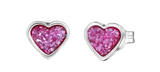 Tiny Tips stalen oorbellen roze glitter hartjes