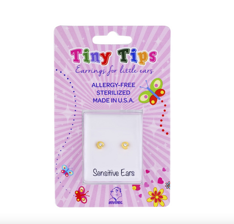 Tiny Tips stalen goldplated oorbellen hart kristal