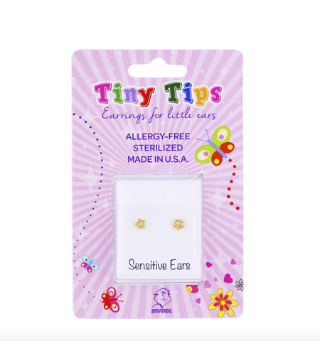 Tiny Tips stalen goldplated oorbellen ster kristal