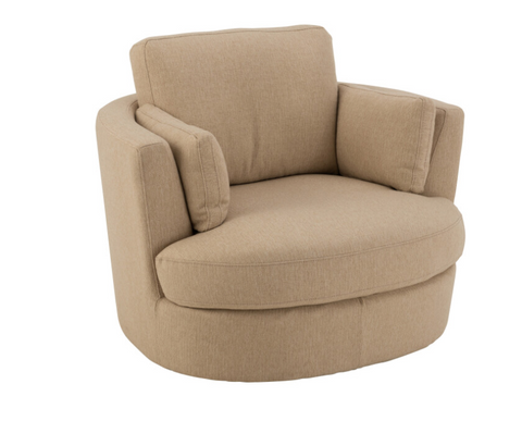 Zetel Draaiend Hout/Textiel Beige