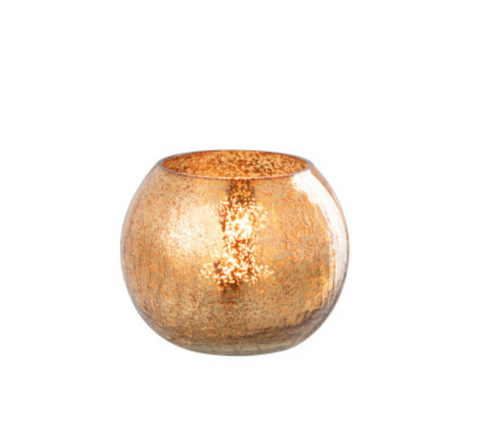 Theelichthouder Bal Craquelé Glas Donkergoud Small (48590)