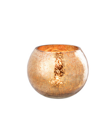 Theelichthouder Bal Craquelé Glas Donkergoud Medium (48591)