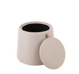 Poef/Bijzettafel Rnd Textiel/Hout Beige (25046).