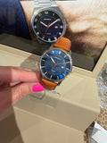 Prisma P.1140 Blauw solar titanium cognac Leather 10ATM