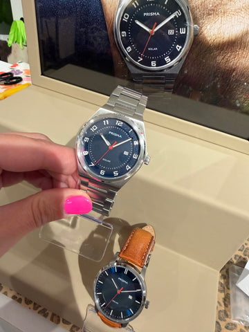 Prisma heren horloge - zonne-energie - solar horloge - blauwe wijzerplaat - luxe