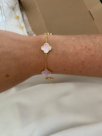 Armband - Klavertje Roos