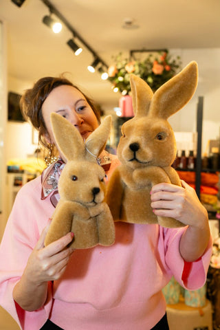 ****Konijn gevlokt Zen S bruin-16x11x28CM