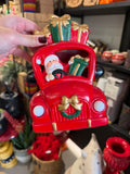 MICA DECORATIONS DECORATIE AUTO KERSTMAN ROOD LED BATTERY OPERATED - L14XB9,5XH21CM