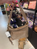 SUEDE STORMY FRINGES BIG SHOULDERBAG SAND