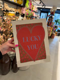 MICA DECORATIONS DECORATION BOOK LUCKY YOU RED FSC RECYCLED - L23XW30XH3CM