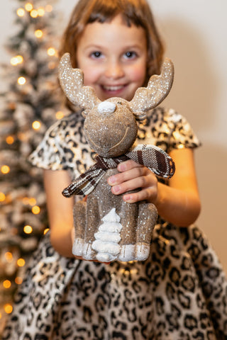 ******Rendier Sjaal Poly Bruin Large Assortiment Van 2 (16964)