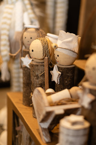 Kerststal Koffer Albasiahout Donkerbruin/Naturel