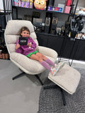 Relax Zetel + Voetbank Metaal/Multiplex Grijs/Zwart
