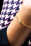 Ketting Oorbellen armband ring - Cirkel goud met steentjes