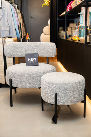 **Loungestoel Boucle Multiplex/Polyester Grijs/Zwart (50858)