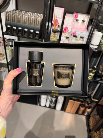 ***Cadeauset Geurstokje en Geurkaars vk No.55 antraciet-100ML