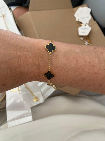 ****Armband - Klavertje Zwart