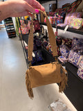 SUEDE STORMY FRINGES SMALL SHOULDERBAG LIGHT COGNAC