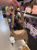 SUEDE STORMY FRINGES SMALL SHOULDERBAG SAND