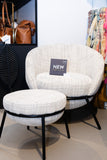 Loungestoel + Poef Ijzer Beige/Zwart