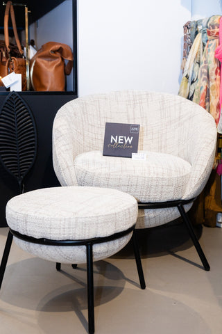 Loungestoel + Poef Ijzer Beige/Zwart