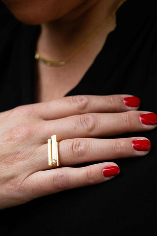****Ring 18 Kt vergulde zilveren ONNO ring | R0426ZWPL