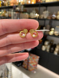 Oorbel - Zels - Mat goud met witte parel