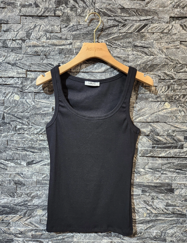 T-shirt Plain Cotton Tank Top, Stretch Fabric 1152 Black