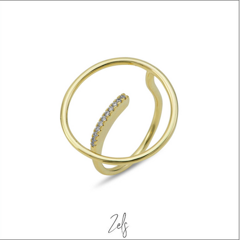 **Ring - Zels - Goud cirkel met steentjes