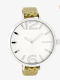****Vrouwenuurwerk met croco beige band en zilver frame