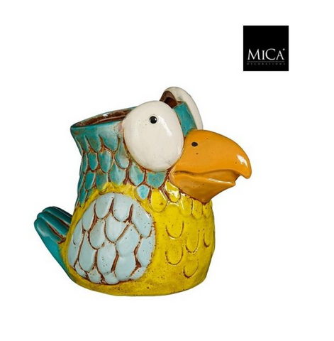 MICA DECORATIONS POT PARROT YELLOW - L19,5XW13XH16CM