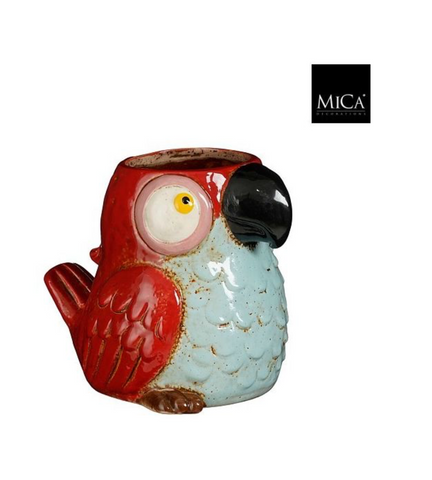 MICA DECORATIONS POT PARROT RED - L18XW13,5XH15CM