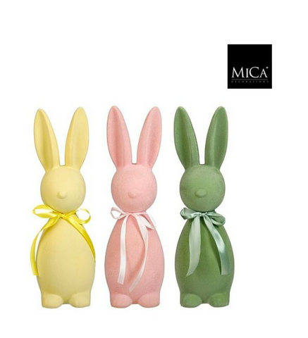 MICA DECORATIONS DECORATION RABBIT YELLOW GREEN PINK 3 ASSORTED - L8,5XW9,5XH30CM