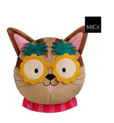 MICA DECORATIONS CUSHION CAT L. BROWN - L31XW31CM