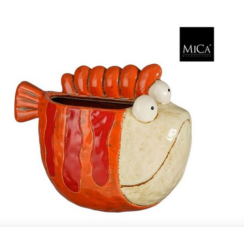 MICA DECORATIONS WALL POT FISH ORANGE - L21XW8XH18,5CM