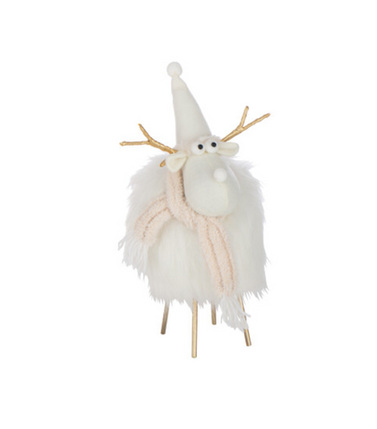 Rendier Hoed + Sjaal Polyester Wit/Beige Small (59531)