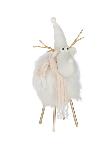 Rendier Hoed + Sjaal Polyester Wit/Beige Medium (59532)