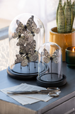 Decoratieve Stolp Vlinder Glas Zwart/Wit Small