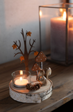 Theelichthouder Eekhoorn/Boom Hout/Metaal Naturel/Oranje (47235)