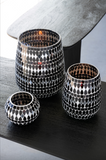 Theelichthouder Mozaïek Glas Zwart/Zilverkleurig Medium (58631)
