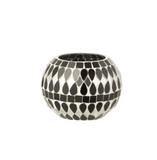 Theelichthouder Mozaïek Glas Zwart/Zilverkleurig Small (58630)